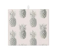 Lovely Pineapple Print Microfiber Dish Drying Mat,Absorbent Quick Dry Kitchen Counter Mat,Non Slip Foldable Drainer Pad