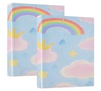 Lovely Pink Cloud Rainbow 1.5 in Binders for School 3 Ringing with Interior Pockets 1/2 Pack Office Supplies 200 Sheets