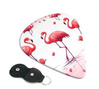 Lovely Pink Flamingos Guitar Plectrums, 6 Guitar Plectrums, Printed on both sides for Electric Guitar Bass Ukulele (0.46 mm 0.71 mm 0.96 mm)