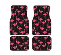 Lovely Pink Flamingos Print Car Floor Protection Set 4 Pieces Foot Mat Fit Vehicle Anti-Slip Cushion Waterproof