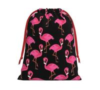 Lovely Pink Flamingos Print Drawstring Gift Bags For Christmas,Holiday Party Gift Wrapping Bag Assorted Sizes