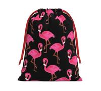 Lovely Pink Flamingos Print Drawstring Gift Decor Bag Reusable Birthday Wedding Anniversaries Daily Storage