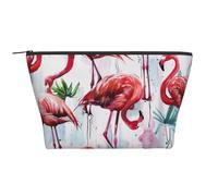 Lovely Pink Flamingos Print Makeup Bag Trapezoid Travel Cosmetic Organiser Stylish Storage for Beauty & Gifts for Women Girls