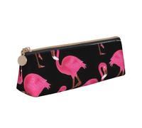 Lovely Pink Flamingos Print Stylish and Practical Pencil Case Large Capacity Triangle Pencil Pouch with Zipper