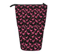 Lovely Pink Flamingos Print Telescopic Pencil Case Portable Bag Makeup Pouch Stationery Organizer Office Travel