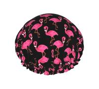 Lovely Pink Flamingos Printed Bathing Cap, Dual Layer Hair Protector, Elastic Hair Cover For Washing Face, 10.6in/27cm