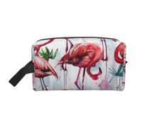 Lovely Pink Flamingos Printed Cosmetic Case with Handle, Lightweight Compact Storage for Makeup, Toiletries & Gadgets, Make up Organiser for Travel, School, Work