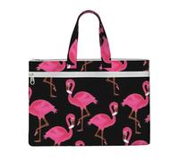 Lovely Pink Flamingos Printed Document Bag Teacher Canvas File Tote Bag Pouch for Work, Casual Handbag for Office School Travel Beach