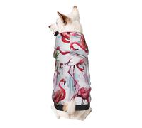Lovely Pink Flamingos Printed Dog Hoodie Soft Dog Sweatshirt Cute Cat Dog Clothes for Small Dogs Kitten Puppy, XL