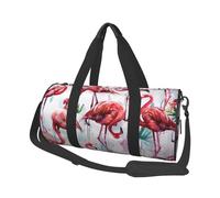 Lovely Pink Flamingos Printed Sports Gym Bag with Wet Pocket & Shoes Compartment, Travel Duffel Bag for Men Women