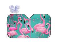 Lovely Pink Flamingos Printing Car Windshield Sunshade-Thicken Bubble Block Heat and Sun UV Rays,Front Windshield,Sun Visor
