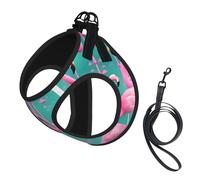 Lovely Pink Flamingos Printing Dog Summer Harness With Leash Set,Adjustable And Reflective Step-In Puppy Pet Vest Harnesses