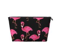 Lovely Pink Flamingos Prints PVC Leather Travel Toiletry Bag with Silver Zippers, Waterproof Cosmetic Organiser for Makeup, Toiletries & Essentials