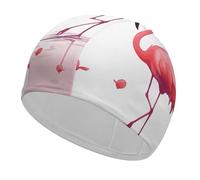 Lovely Pink Flamingos Swim Cap for Adult, Elastic Fabric Swimming Cap, Comfortable Bathing Cap for Long & Short Hair
