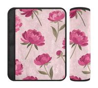 Lovely Pink Flower 2 Pack car seat Neck Strap Covers Stop seat Belt Cutting into Neck for Bag forro para cinturon de seguridad
