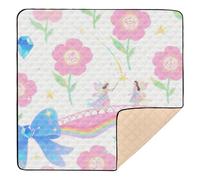 Lovely Pink Flowers Cute Foldable Baby Activity Play Mat for Floor Non-Toxic Foldable Infant Play Activity Mat for Baby Kids Toddlers Infants, 50'' x 50''tapete de gimnasio para