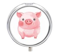 Lovely Pink Pig Pill Box Cute Round Pill Box 3 Compartment Decorative Pocket Purse Portable Mini Travel Medicine Tablet Vitamin Fish Oil Holder Organizer Pill Case