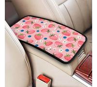Lovely Pink Strawberry, Vehicle Center Console Armrest Cover Pad Soft Comfort Car Handrail Box Cushion Universal