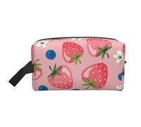 Lovely Pink StrawberryLarge Capacity Cosmetic Organizer,Travel Makeup Bag for Women