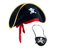 Lovely Pirate Headdress Pirate Headwear Hair Hoop Skull EyePatch Hat Set Cartoon Captain Hat Tricorn Accessories Party Supplies For Kids