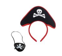 Lovely Pirate Headdress Pirate Headwear Hair Hoop Skull EyePatch Hat Set Cartoon Captain Hat Tricorn Accessories Party Supplies For Kids