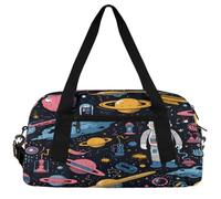 Lovely Planet Kids Duffle Bag Boys Girls Small Sport Dance Gym Bag for Overnight Travel Weekender Carry On, Space Astronauts, 18.5"L x 9.4"W x 7.8"H