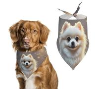 Lovely Pomeranian Dog Bandanas for Feeding Grooming, Triangle Pet Bibs Washable Pets Scarf for Cats & Dogs