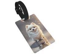 Lovely Pomeranian Luggage Tags for Suitcases, PVC Suitcase Tag with Secure Strap Suitcase Identifier with Privacy Name Card for Travel Bag Tags Personalized Baggage Tag for Women Men