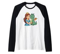 Lovely Princess with her Dragon Costume for Fairytale Lovers Raglan Baseball Tee