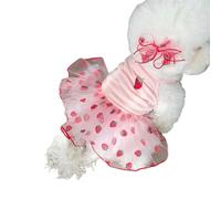 Lovely Puppy Beach Dress Skirt T-shirt Ruffle Strawberry Bowknot Beach Outfit Skirt Costume Pet Outfit Party