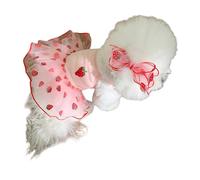 Lovely Puppy Beach Dress Skirt T-shirt Ruffle Strawberry Bowknot Beach Outfit Skirt Costume Pet Outfit Party Small Pet