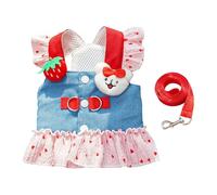 Lovely Puppy Beach Dress Skirt T-shirt Ruffle Strawberry Heart Beach Outfit Skirt Costume Pet Outfit Party Pet Fashion