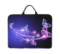 Lovely Purple Butterfly 14 Inch Printed Laptop Sleeve, 600d Oxford-Cloth Shockproof Laptop Case With Thickened Pearl Cotton,Waterproof Portable Laptop Handbag Cover