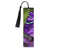 Lovely Purple Butterfly 5 Pc Artistic Bookmark Set for Women, Tassel Wooden Bookmarks Study Supplies