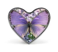 Lovely Purple Butterfly Button Pin Heart Shape Alloy Lapel Pins Badges Novelty Funny Enamel Pins Personalized Pinback Button Badges Cute Heart Brooche for Jackets Bags