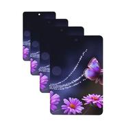 Lovely Purple Butterfly Car Air Freshener Cards for Women Men 4 Pack Cute Car Accessories Long Lasting Scent Car Diffuser Hanging Auto Aromatherapy Tablets Car Fresheners Gifts