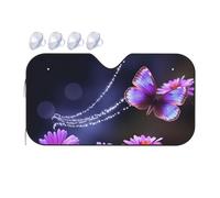 Lovely Purple Butterfly Car Windshield Sun Shade Foldable Car Front Window Sunshade for Sun, Heat and UV Rays, Auto Sun Blocker Visor Protector for Cars, SUVs Small