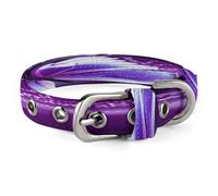 Lovely Purple Butterfly Dog Collar Adjustable Pet Collar Stainless Steel D-Ring Collar Oxford Cloth Cat Collar Strap with Metal Buckle for Small Medium Dog