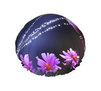 Lovely Purple Butterfly Double Layer Waterproof Shower Cap For Women, Reusable Bath Hat With Elastic Band, Keep Hair Dry For Shower And Skincare