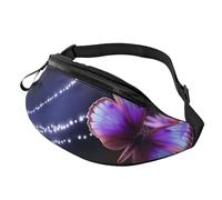 Lovely Purple Butterfly Fanny Pack for Men Women, Waterproof Sports Waist Bag Fashion Belt Bag Crossbody Bags Hip Bum Bag with Adjustable Strap Large Sling Bag Purse for Travel Hiking