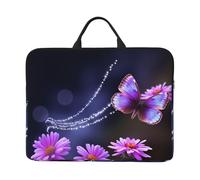 Lovely Purple Butterfly Laptop Case Sleeve 14 inch Shockproof Protective Notebook Case Travel Laptop Bag with Handle Waterproof Computer Cover Briefcase Handbags for Men Women