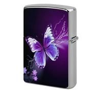 Lovely Purple Butterfly Lighter Case Pouch Double-Sided Metal Lighter Sleeve Scratch & Drop Resistant Lighters Protector Fits Standard Kerosene Lighters Pocket Protective Cover for Camping Party