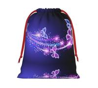 Lovely Purple Butterfly Print Drawstring Gift Bag Durable And Versatile, Perfect For Festive Occasions