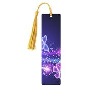 Lovely Purple Butterfly Wooden Bookmark Book Lovers Tassels Crafts Accessories Reading Book Club Party