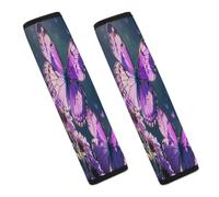 Lovely Purple Butterflys Car Seat Belt Cover Soft Comfortable Shoulder Seatbelt Pads Cover Seat Belt Pad for Suitable for Car Interior Accessorie