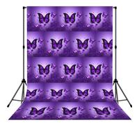 Lovely Purple Butterflys Printed Photography Backdrop, Photo Booth Backdrop For Photoshoot With Rod Pocket For Studio, Family Photos, Video Recording & Event Decor - 5x7ft