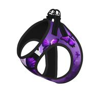 Lovely Purple Butterflys Printing Dog Summer Harness With Leash Set,Adjustable And Reflective Step-In Puppy Pet Vest Harnesses