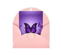 Lovely Purple Butterflys Printing Notecards With Envelopes,Vertical Love Buckle Blank Pearl Paper Packaging Holiday Greeting