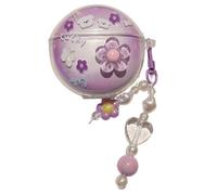 Lovely Purple Flower Pattern Case for Oppo Enco Air3i, Headphone Earphone Case Cover with Pendant Accessories