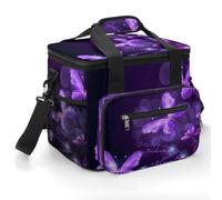 Lovely Purple Insulated Lunch Box Portable Cooler Bag Extra Large Lunch Bag Lunch Cooler Leakproof Ice Chest Thermal Cooler Shopping Bags for Beach, Picnic, Camping, Shopping